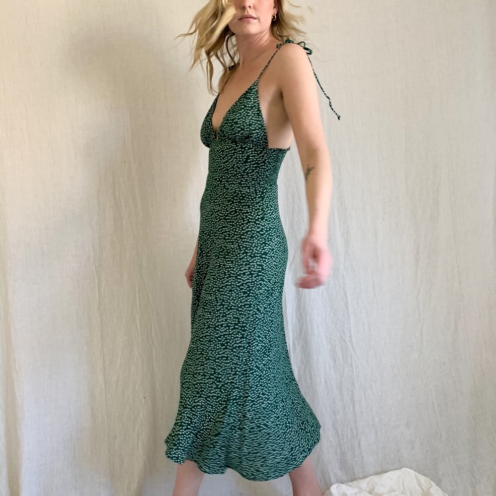 Reformation Green Floral Dress